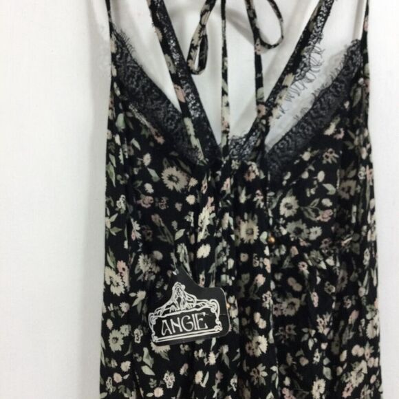 Angie Womens V-Neck Lace Spaghetti Strap Floral Midi Dress Black Size Small - Picture 7 of 9